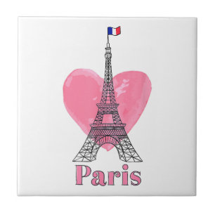I Love Paris Eiffel Tower France Gift Ceramic Tile