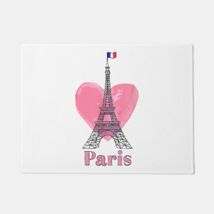 I Love Paris Eiffel Tower France Gift Doormat