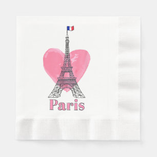 I Love Paris Eiffel Tower France Gift Napkin