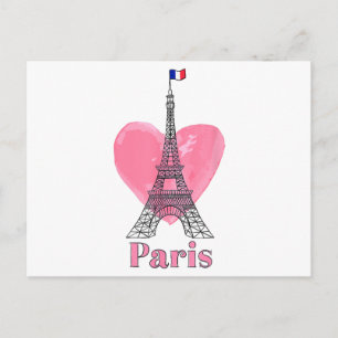 I Love Paris Eiffel Tower France Gift Postcard