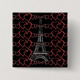 I Love Paris, Eiffel Tower Pin Button