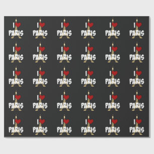 "I Love Paris," Eiffel Tower Wrapping Paper