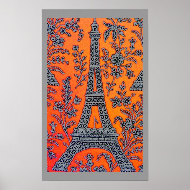 I Love Paris Grey Border Poster small (Front)