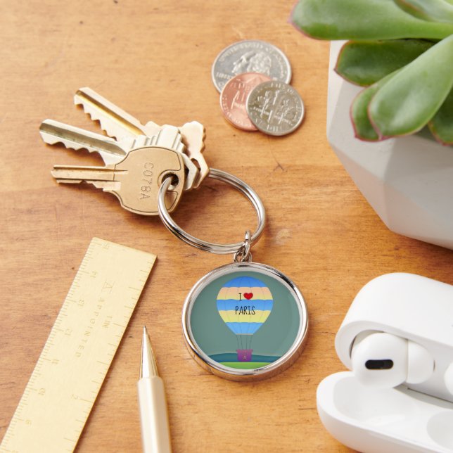 I Love Paris, Hot Air Balloon Key Ring (Desk)