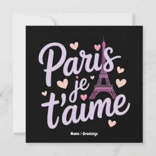I Love Paris Je t'aime Eiffel Tower France T-Shirt Invitation
