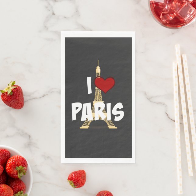 I Love Paris Paper Guest Towels Napkin (Insitu)