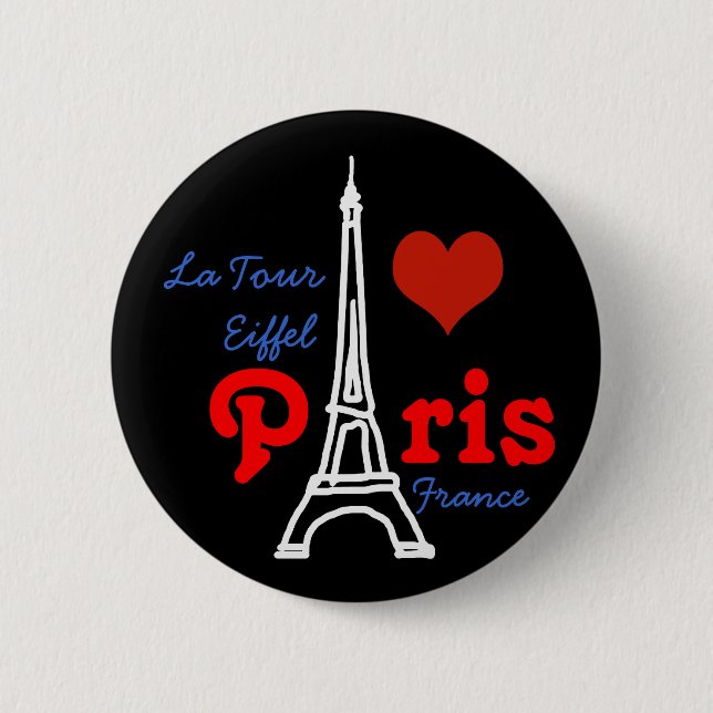 I love Paris . romantic Eiffel 6 Cm Round Badge (Front)