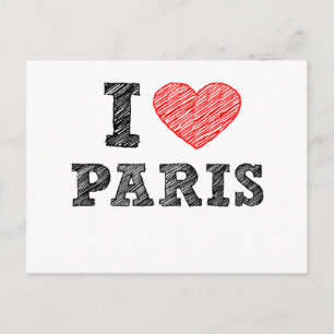 I Love Paris Sketch Postcard