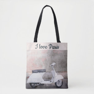 I Love Paris Street Scene Pink Car Tote Bag