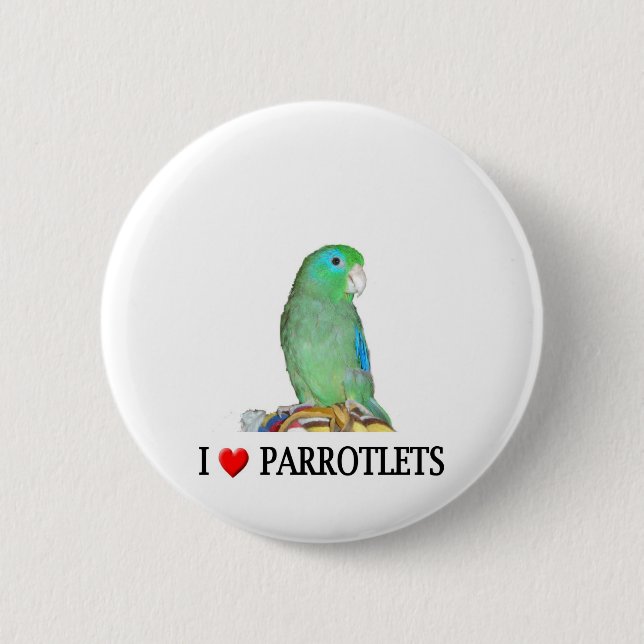 I love parrotlets 6 cm round badge (Front)
