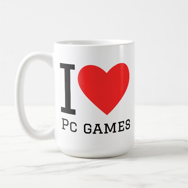 I love pc games square sticker coffee mug (Left)