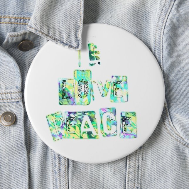 I Love Peace 6 Cm Round Badge (In Situ)