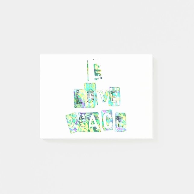 I Love Peace Beautiful Art Print Text Design Post-it Notes (Front)