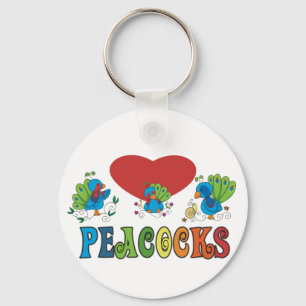 I Love Peacocks Key Ring