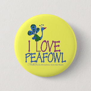 I Love Peafowl 6 Cm Round Badge