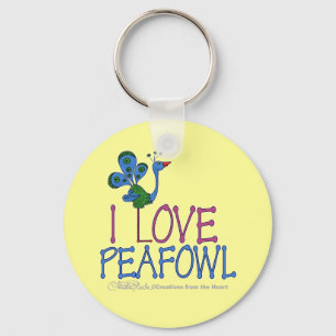 I Love Peafowl Key Ring