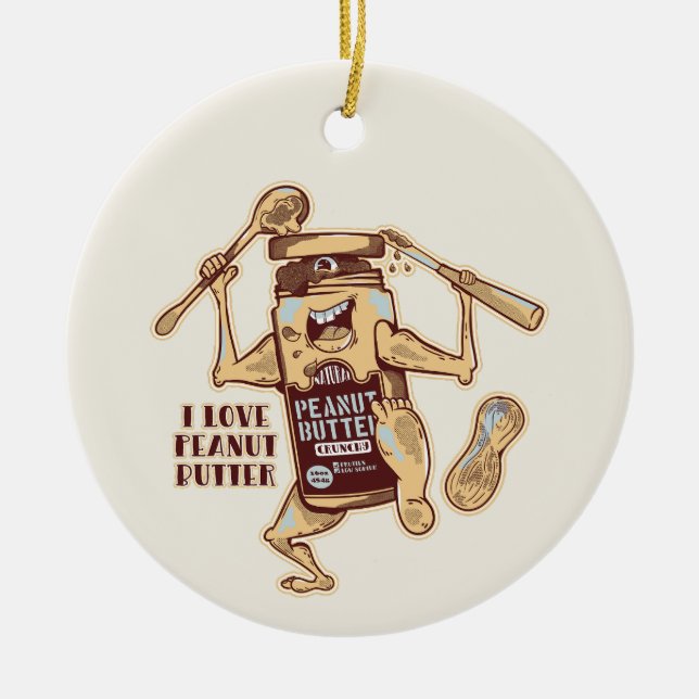 I LOVE PEANUT BUTTER CERAMIC ORNAMENT (Front)