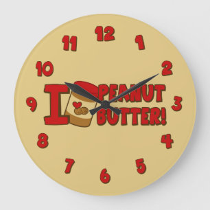 I Love Peanut Butter Large Clock