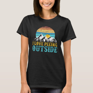 I Love Peeing Outside Camping Hiking  Retro Sunset T-Shirt