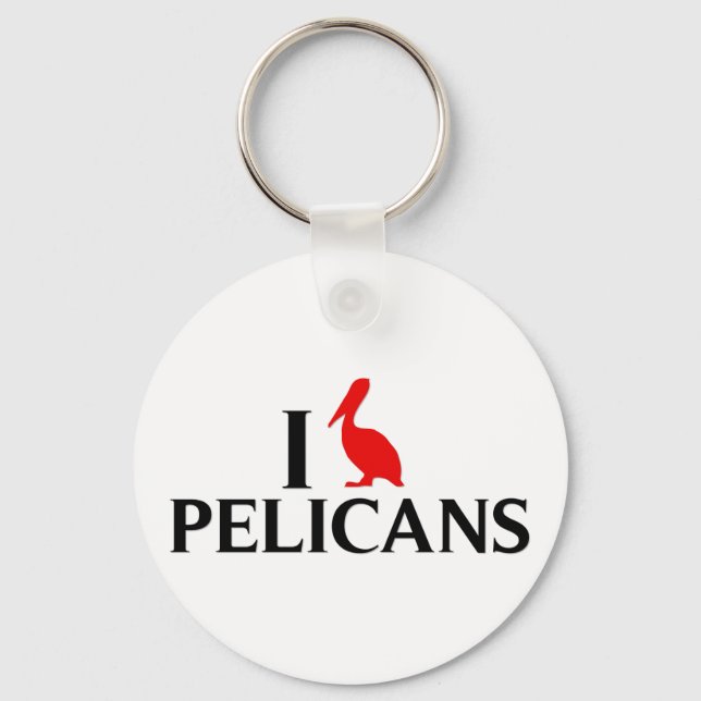 I Love Pelicans Key Ring (Front)