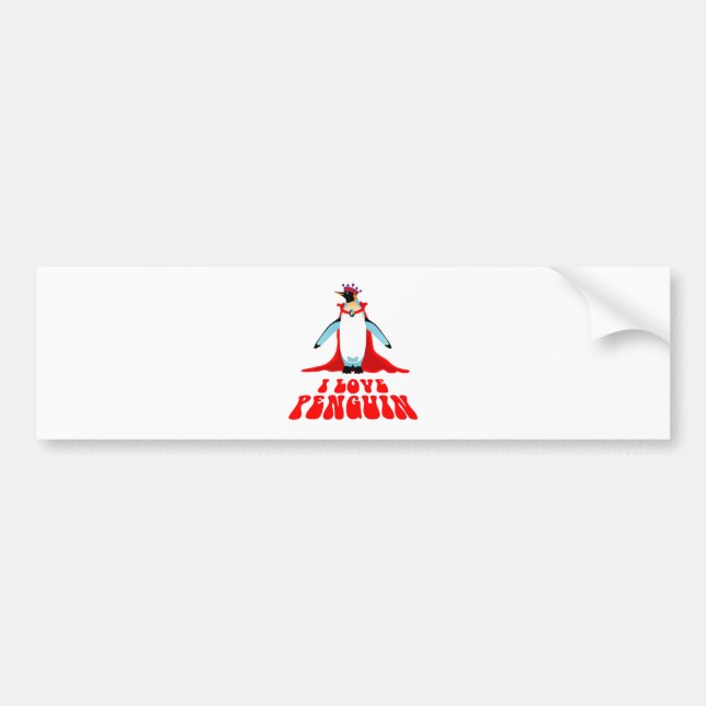 I Love Penguin Bumper Sticker (Front)