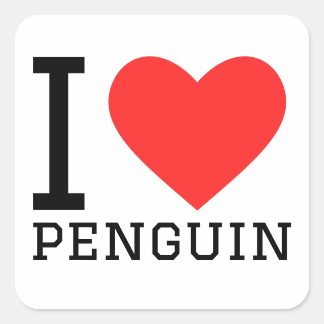 I love penguin square sticker (Front)