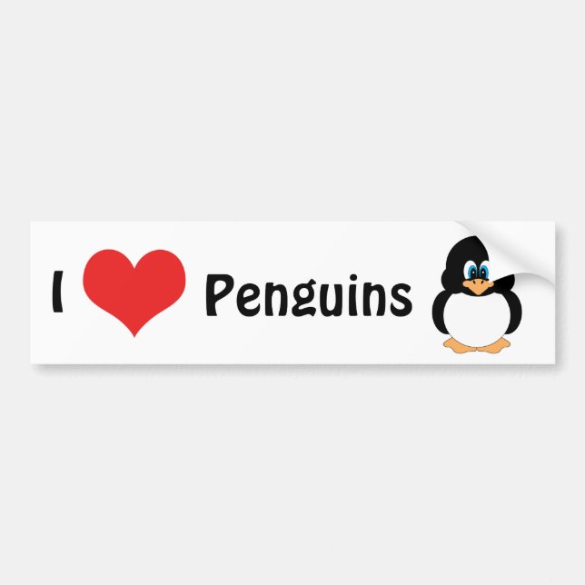 I Love Penguins Bumper Sticker (Front)