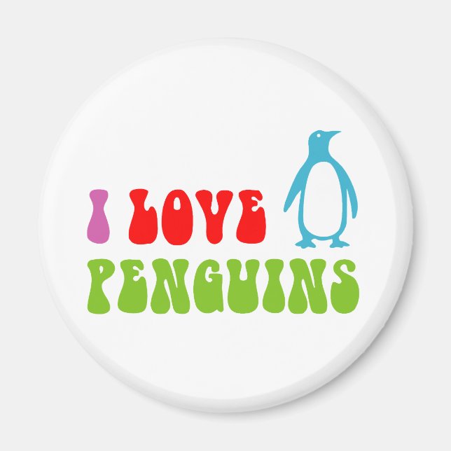 I Love Penguins Magnet (Front)