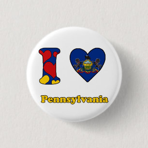 I love Pennsylvania 3 Cm Round Badge