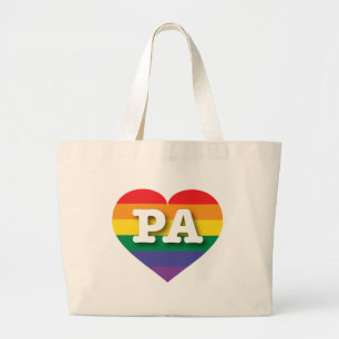 I Love Pennsylvania Rainbow Heart Large Tote Bag