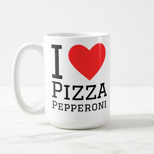 I love pepperoni pizza  coffee mug (Left)