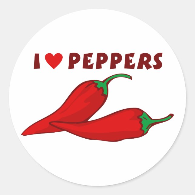 I Love Peppers Classic Round Sticker (Front)