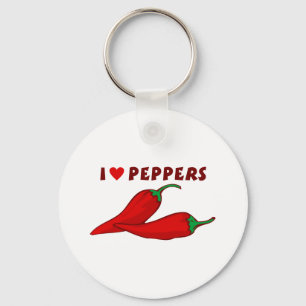 I Love Peppers Key Ring