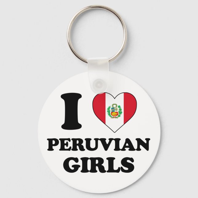 I love Peruvian girls Key Ring (Front)