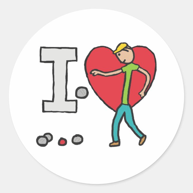 I Love Petanque Classic Round Sticker (Front)