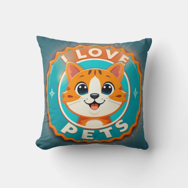 I love pets cute cat cushion (Front)
