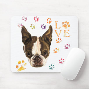 I Love Pets - Cute Puppy - Colourful Traces Drawin Mouse Pad