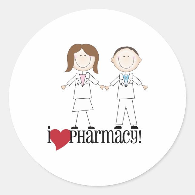 I Love Pharmacy Classic Round Sticker (Front)