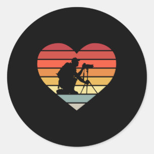 I Love Photographing Vintage Heart Classic Round Sticker