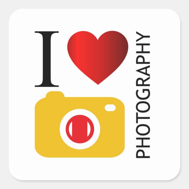 I love photography square sticker (Front)