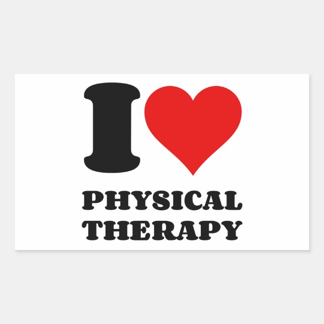 I LOVE PHYSICAL THERAPY RECTANGULAR STICKER (Front)