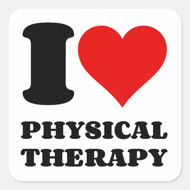 I LOVE PHYSICAL THERAPY SQUARE STICKER (Front)