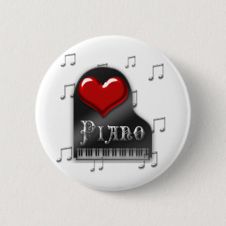 I Love Piano 6 Cm Round Badge