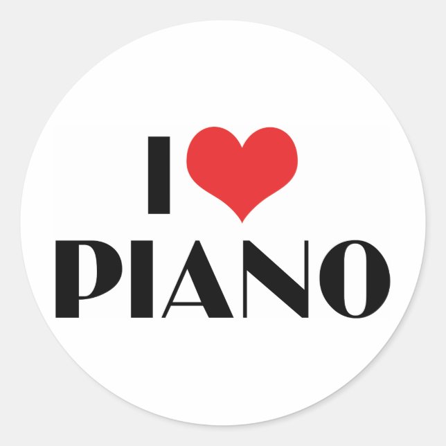I Love Piano Classic Round Sticker (Front)