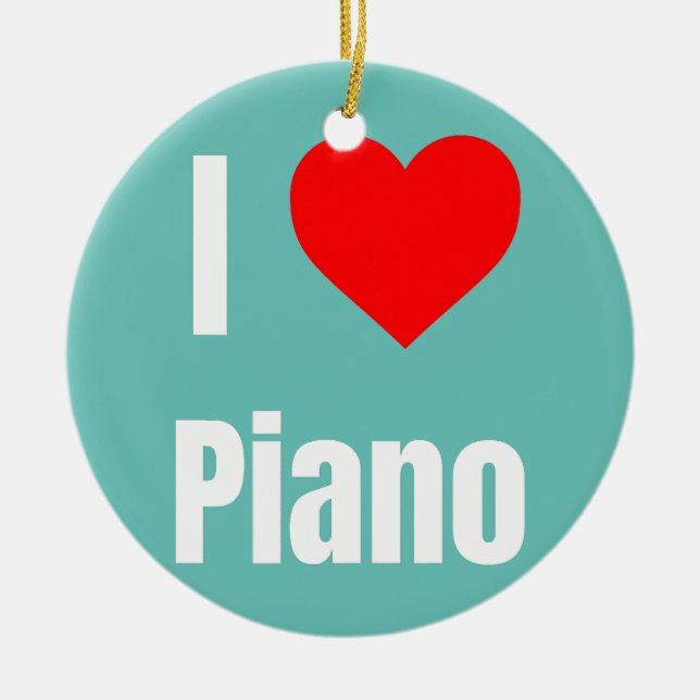 I Love Piano Heart Gifts For Men Women Kids Ceramic Ornament (Front)