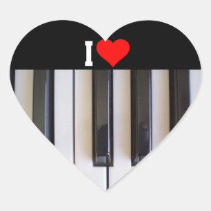 I Love Piano Heart Sticker