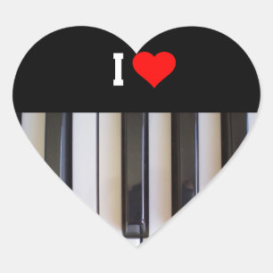 I Love Piano Heart Sticker