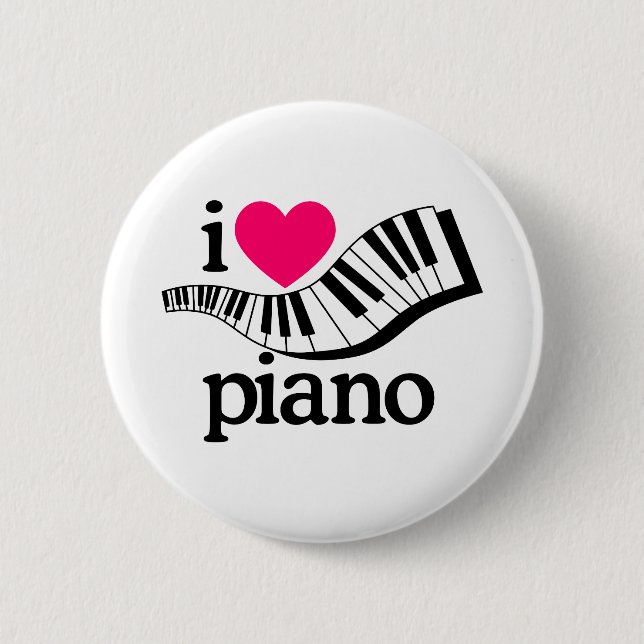 I Love Piano/Keyboard 6 Cm Round Badge (Front)