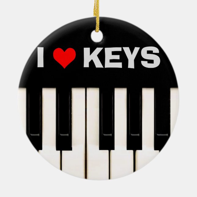 I love Piano Keys Ceramic Tree Decoration (Back)