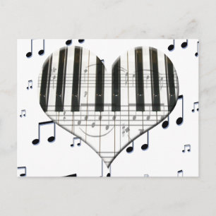 I Love Piano or Organ Music Heart Keyboard Postcard
